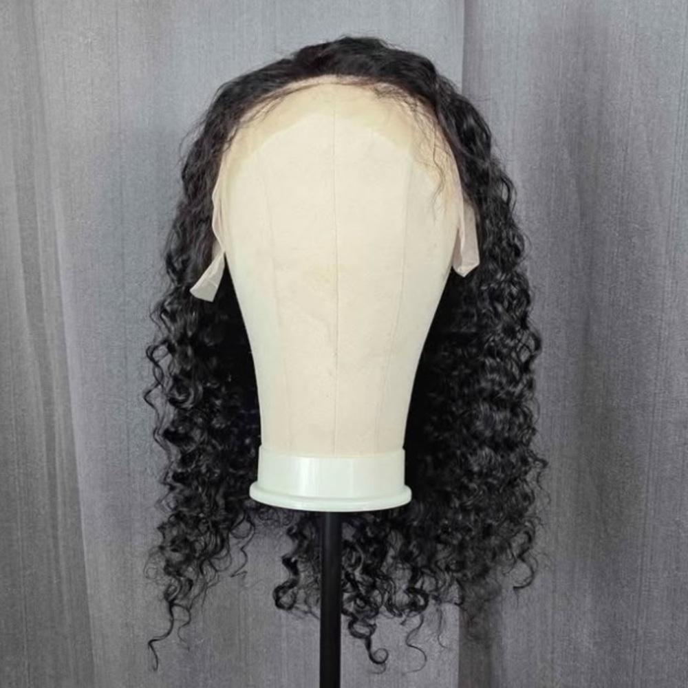 13x6 HD Lace Front Preplucked Deep Wave Human Hair Natural Black 180 Density 24”
